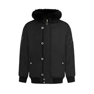 Moose Knuckles Mens Strathmore Bomber in Black/ Black ShearlingCoats & JacketsMoose KnucklesDPUSXSMoose Knuckles Mens Strathmore Bomber in Black/ Black Shearling