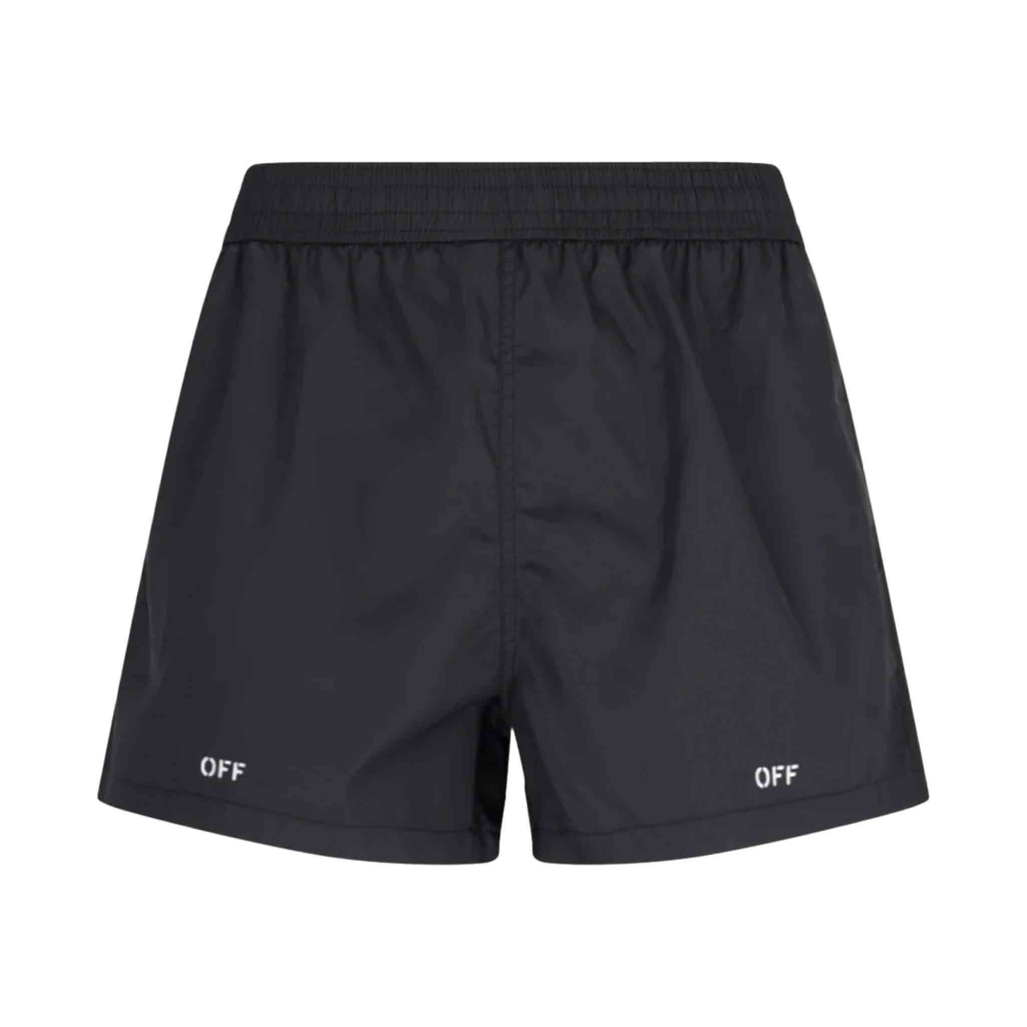 OFF - WHITE Off Stamp Swimshorts in BlackShortsOff - WhiteDPUS8051594834245SOFF - WHITE Off Stamp Swimshorts in Black