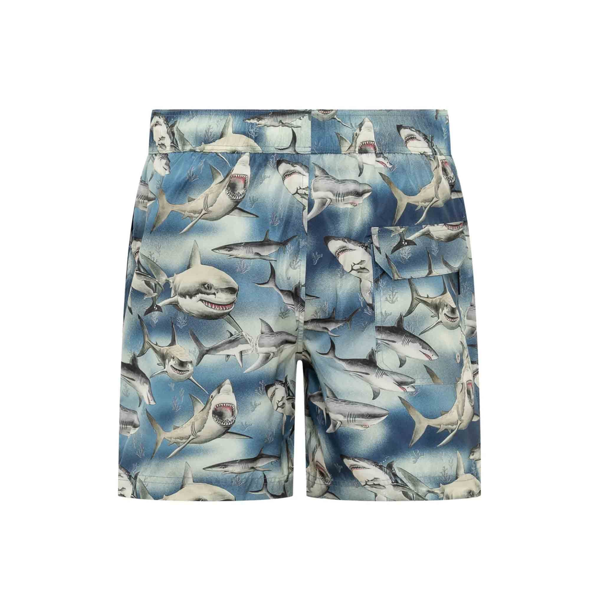 Palm Angels Sharks Swim Shorts in BlueShortsPalm AngelsDPUS62206951XSPalm Angels Sharks Swim Shorts in Blue