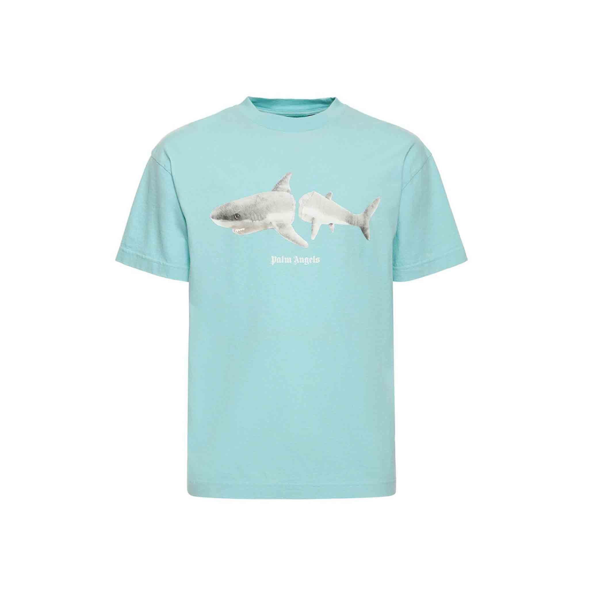 Palm Angels White Shark Classic T-Shirt in BlueT-ShirtsPalm AngelsDPUS62861287XSPalm Angels White Shark Classic T-Shirt in Blue