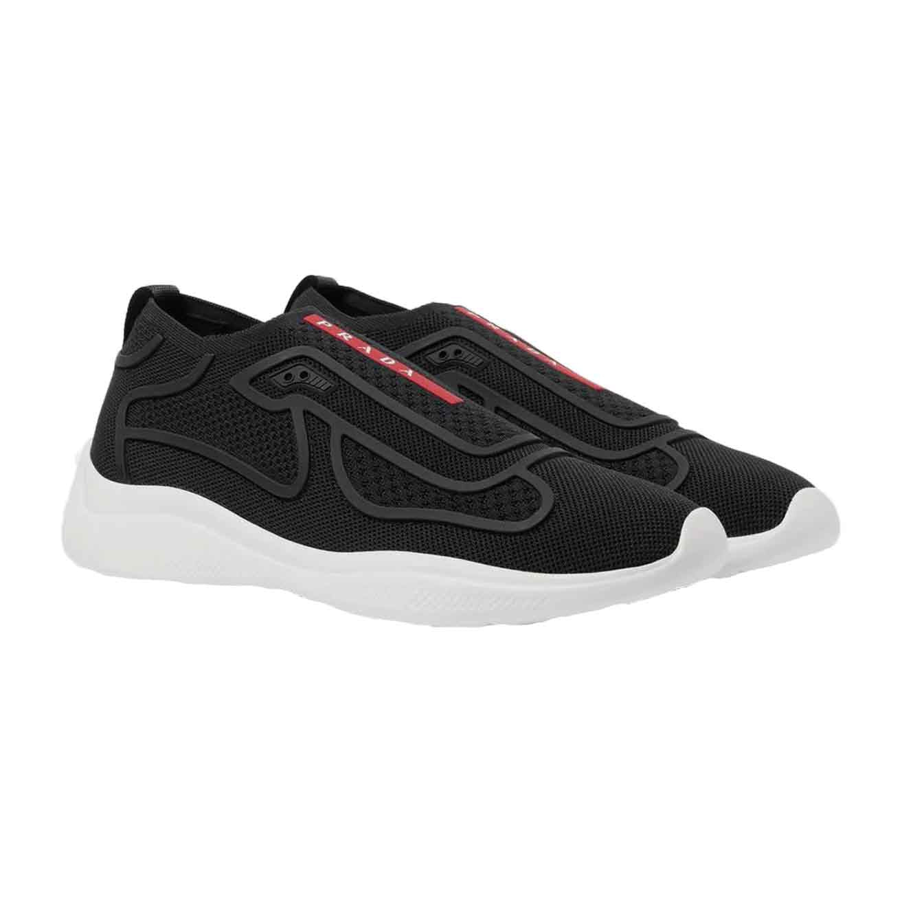 Prada America's Cup Mesh and Rubber Slip - On Sneakers in BlackSneakersPradaDPUS5Prada America's Cup Mesh and Rubber Slip - On Sneakers in Black