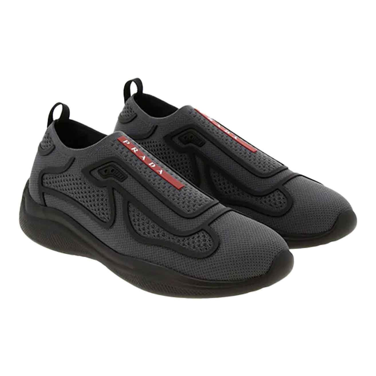 Prada America's Cup Mesh and Rubber Slip - On Sneakers in GreySneakersPradaDPUS80592276594495Prada America's Cup Mesh and Rubber Slip - On Sneakers in Grey