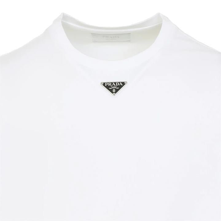 Prada Cotton Triangle Logo T-Shirt in WhiteDPUS Designer OutletDPUS Designer Outlet8056587012518SPrada Cotton Triangle Logo T-Shirt in White