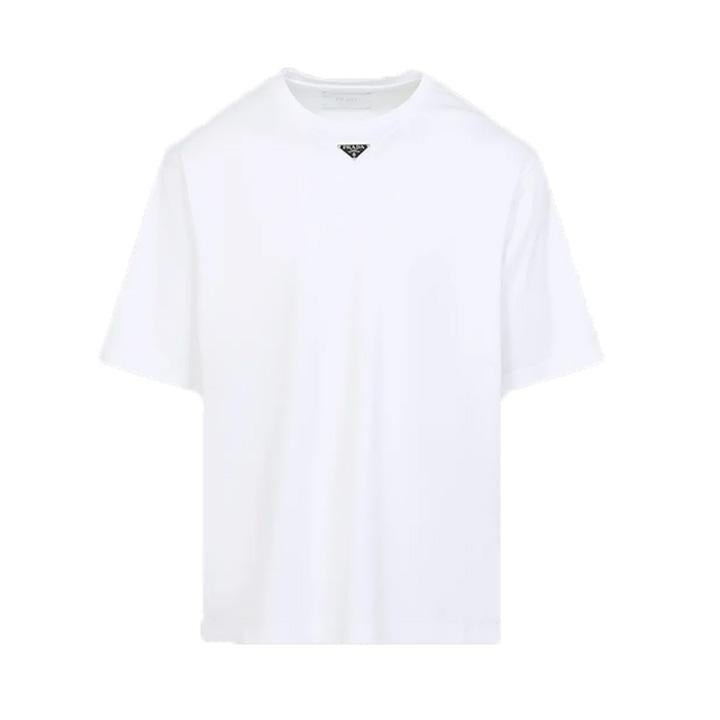 Prada Cotton Triangle Logo T-Shirt in WhiteDPUS Designer OutletDPUS Designer Outlet8056587012518SPrada Cotton Triangle Logo T-Shirt in White