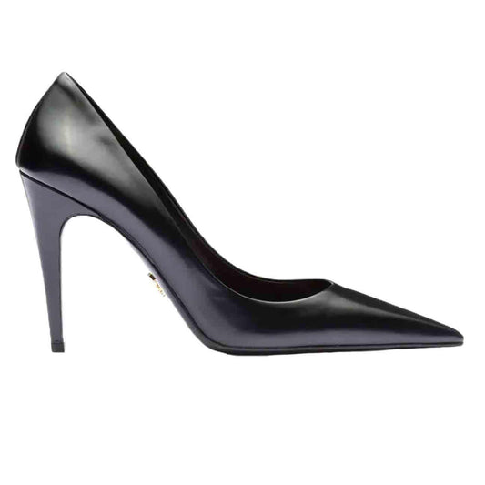 Prada Leather Court Heel in Black