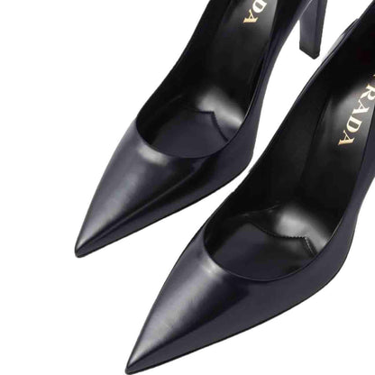 Prada Leather Court Heel in Black