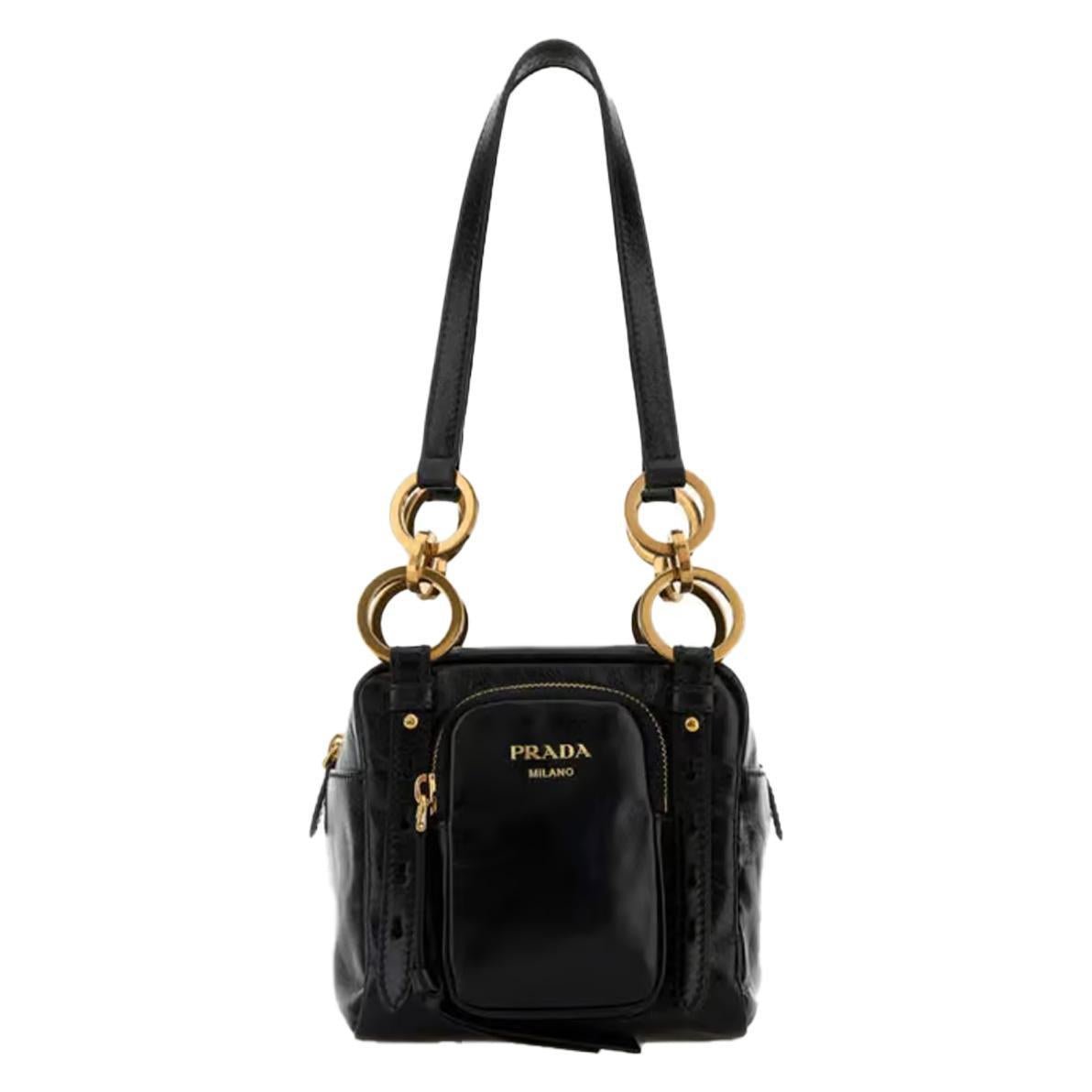 Prada Leather Square Shoulder Bag in BlackBagsPradaDPUS Designer Outlet330524Prada Leather Square Shoulder Bag in Black