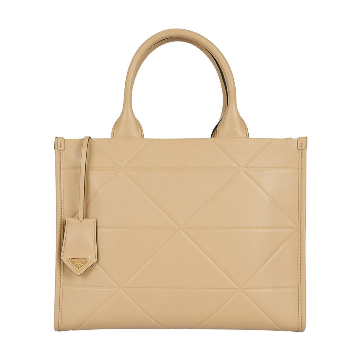 Prada Symbole Leather Tote in BeigeBagsPradaDPUS Designer Outlet330251Prada Symbole Leather Tote in Beige