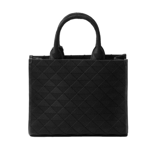 Prada Symbole Medium Embroidered Fabric Bag in Black