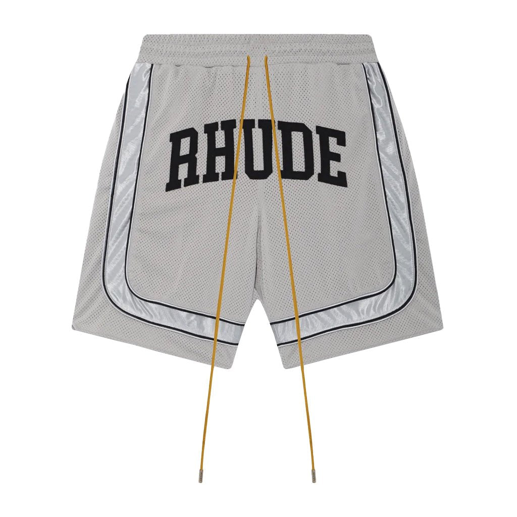 [Rhude] Baggy Mesh Collegiate Logo ShortsShortsRhudeDPUS Designer OutletRHPF26SH01016-6525-S8055594834113Grey/SilverS[Rhude] Baggy Mesh Collegiate Logo Shorts