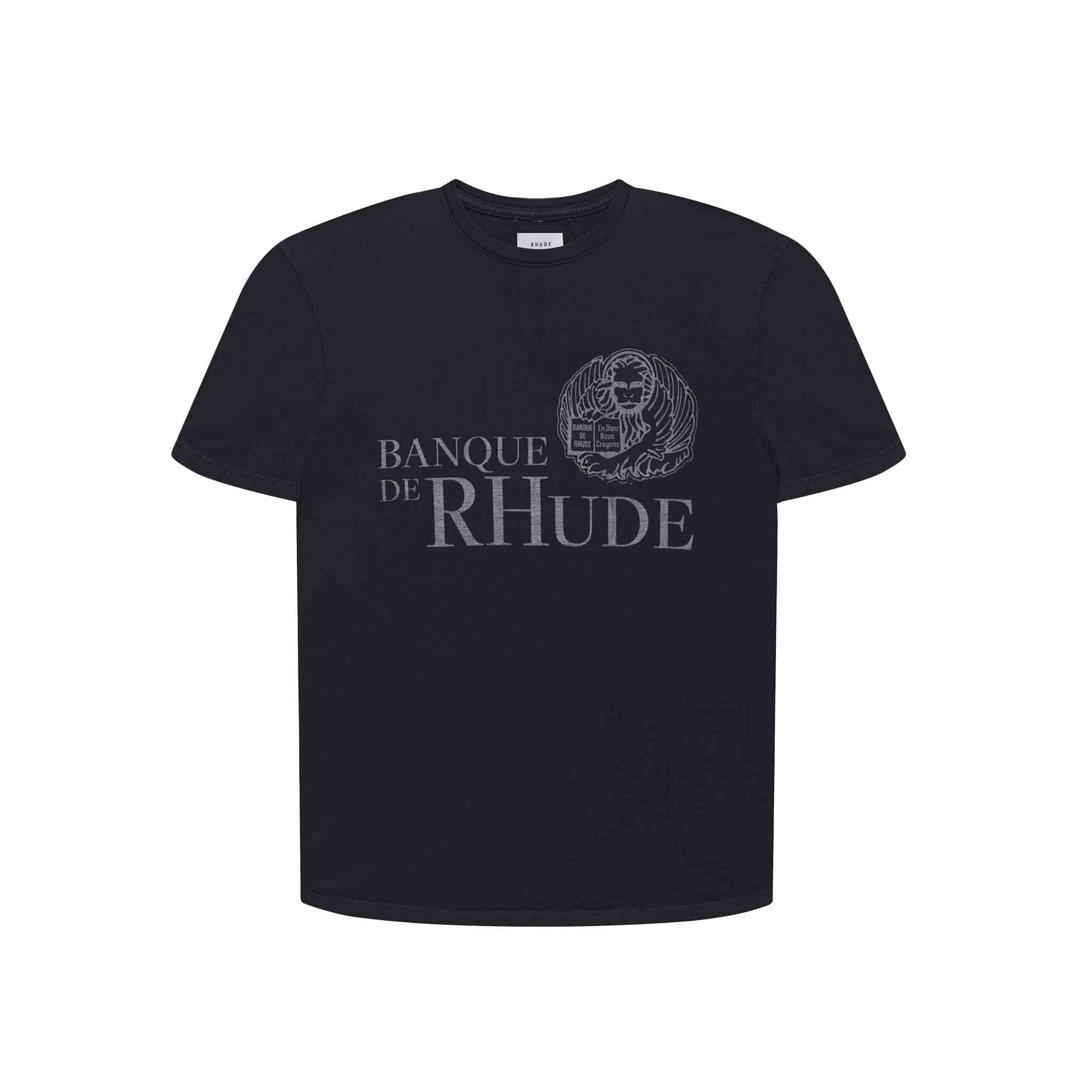 Rhude Banque De Rhude T-Shirt in Vintage BlackT-ShirtsRhudeDPUS00223975SRhude Banque De Rhude T-Shirt in Vintage Black