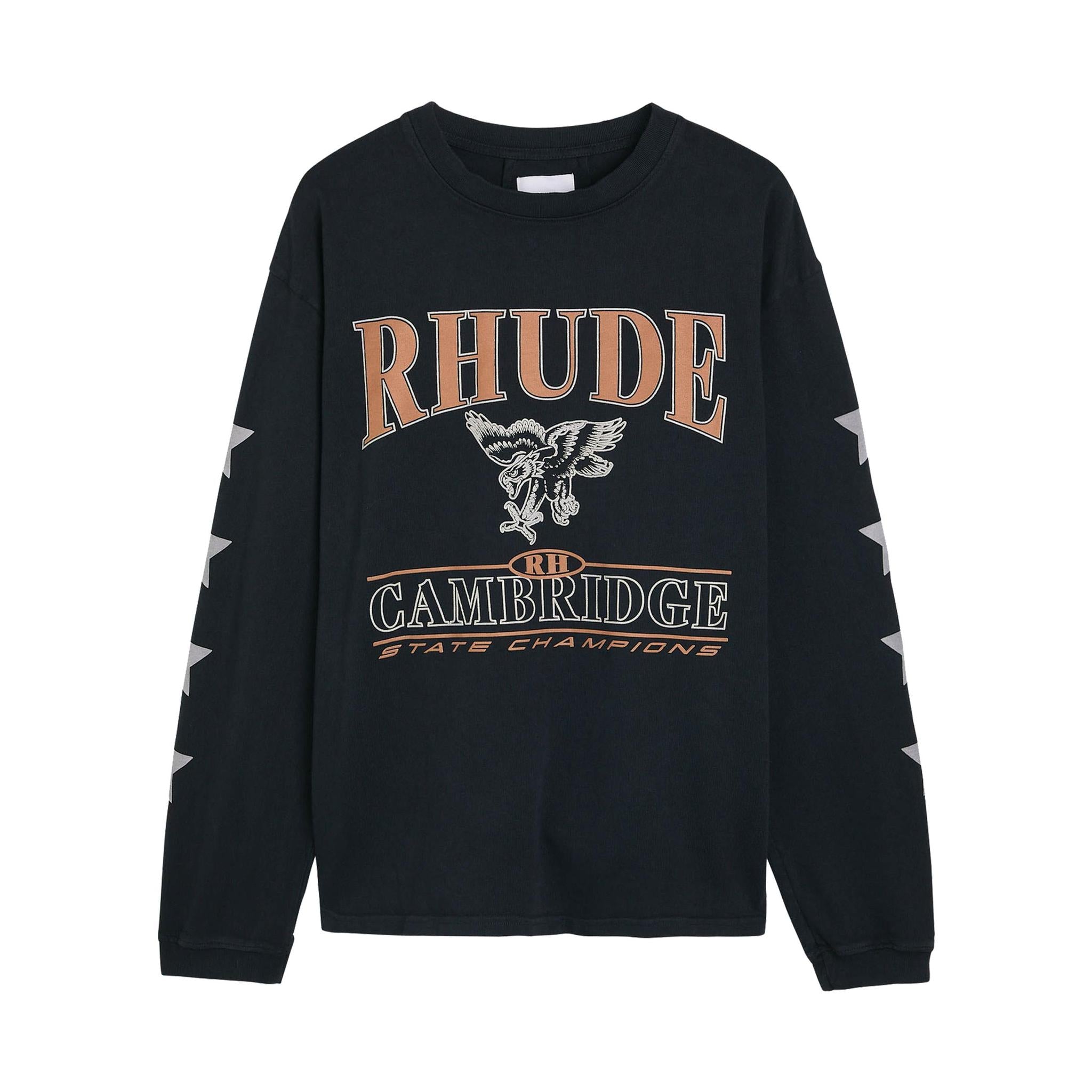 Rhude Cambridge State Champs Long Sleeve T-Shirt in Vintage Black