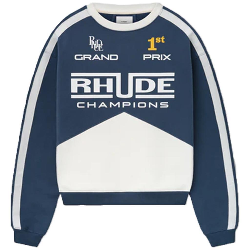 Rhude Champions Crewneck Sweatshirt in NavyRhudeDPUS Designer Outlet8056216551326SRhude Champions Crewneck Sweatshirt in Navy