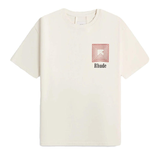 Rhude Chevron Logo Repeat T-Shirt in Vintage White