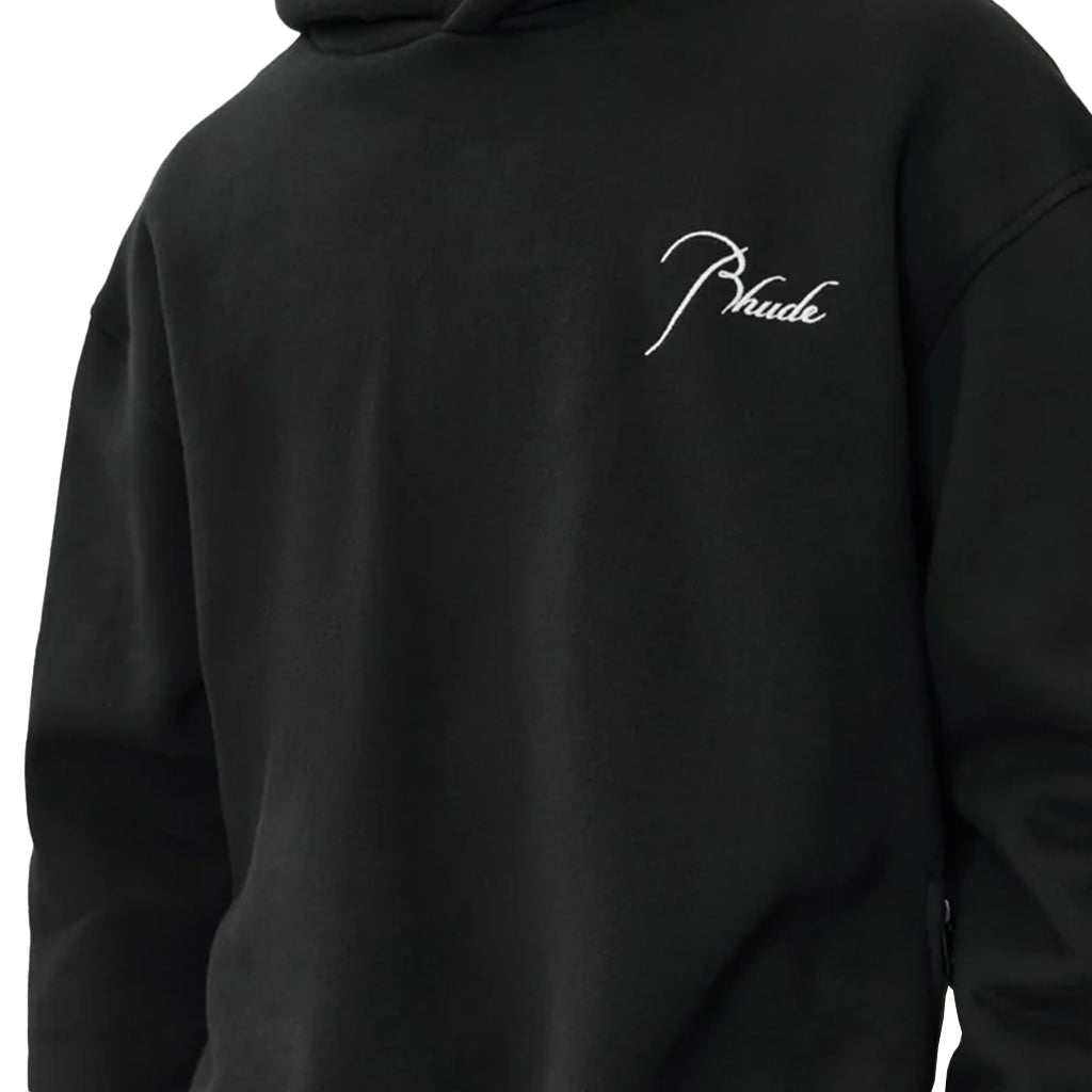 Rhude Classique Side Zip Pullover HoodieHoodies & Zip-UpsRhudeDPUS Designer OutletRHPS26HO100121014S8053298014886Black/ WhiteSRhude Classique Side Zip Pullover Hoodie