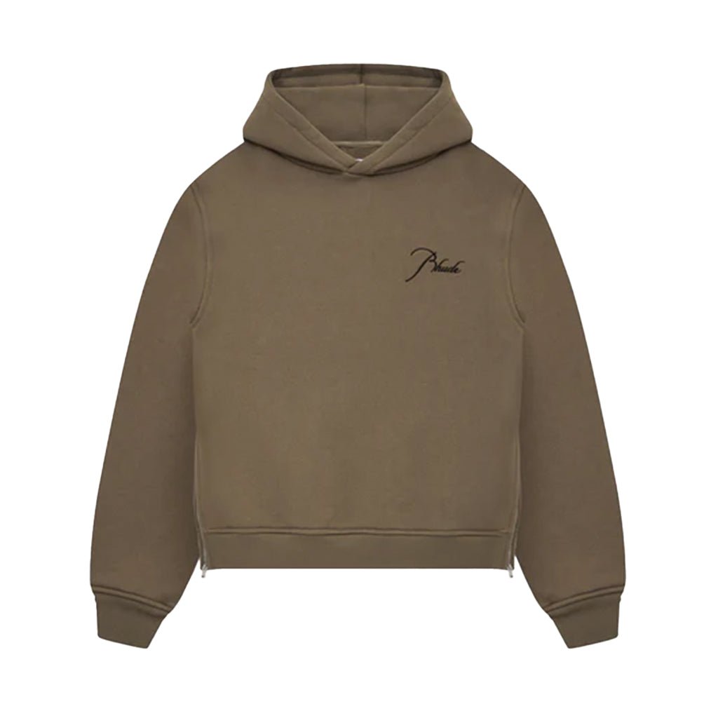 Rhude Classique Side Zip Pullover HoodieHoodies & Zip-UpsRhudeDPUS Designer OutletRHPS26HO100126013S8053298014947Moss Green/ BlackSRhude Classique Side Zip Pullover Hoodie