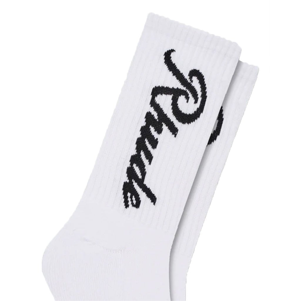 Rhude Destinado Script SockAccessoriesRhudeDPUS Designer Outlet8058898425834WhiteUNIRhude Destinado Script Sock