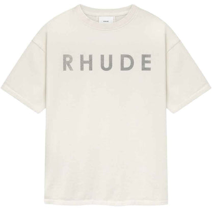 Rhude Distressed Logo T-Shirt in Vintage White