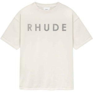 Rhude Distressed Logo T-Shirt in Vintage WhiteT-ShirtsRhudeDPUS Designer Outlet8056216559179XSRhude Distressed Logo T-Shirt in Vintage White