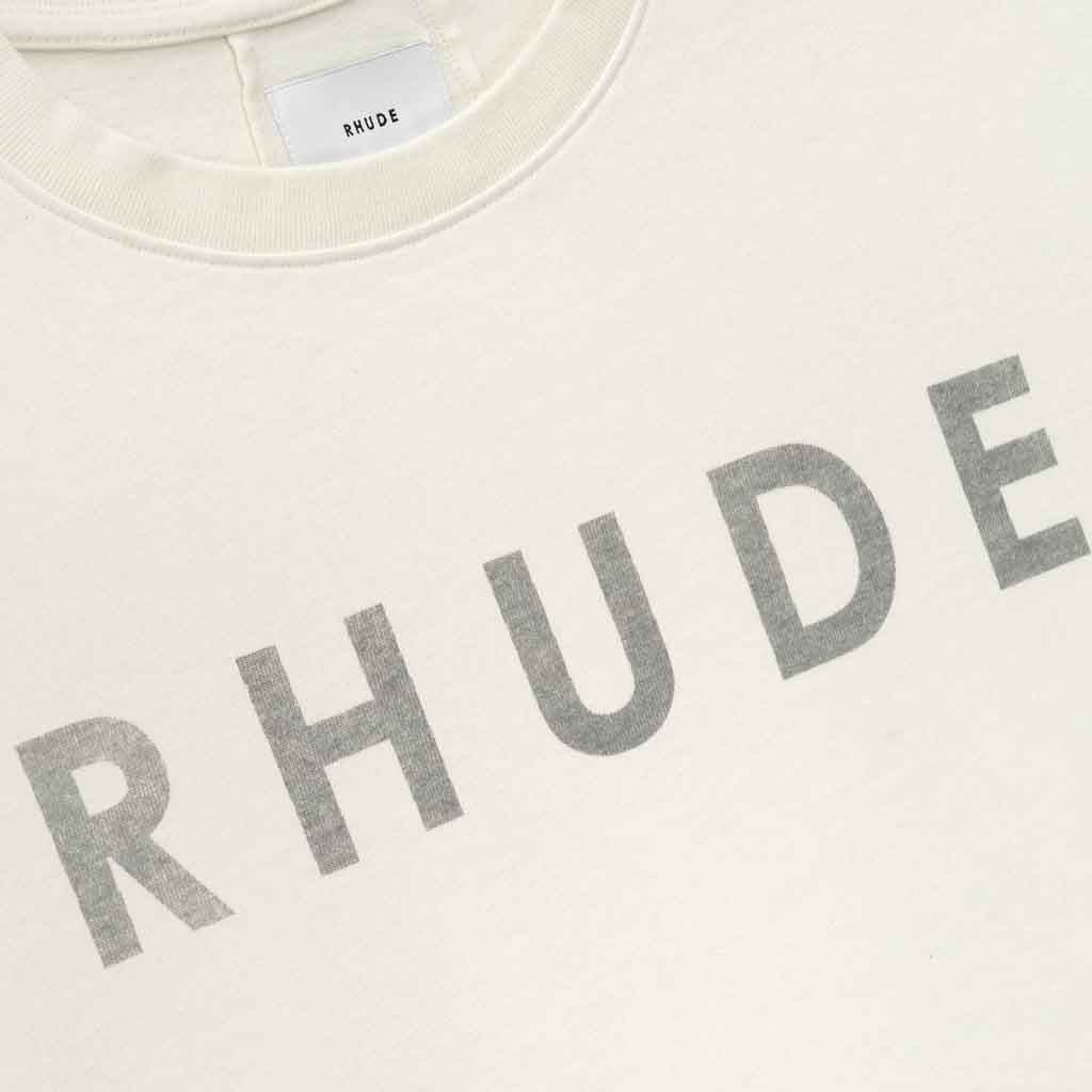 Rhude Distressed Logo T-Shirt in Vintage White