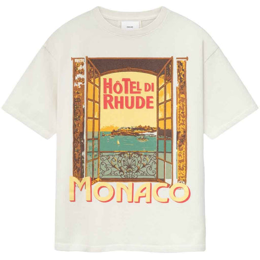 Rhude Hotel Di Monaco T-Shirt in Vintage White