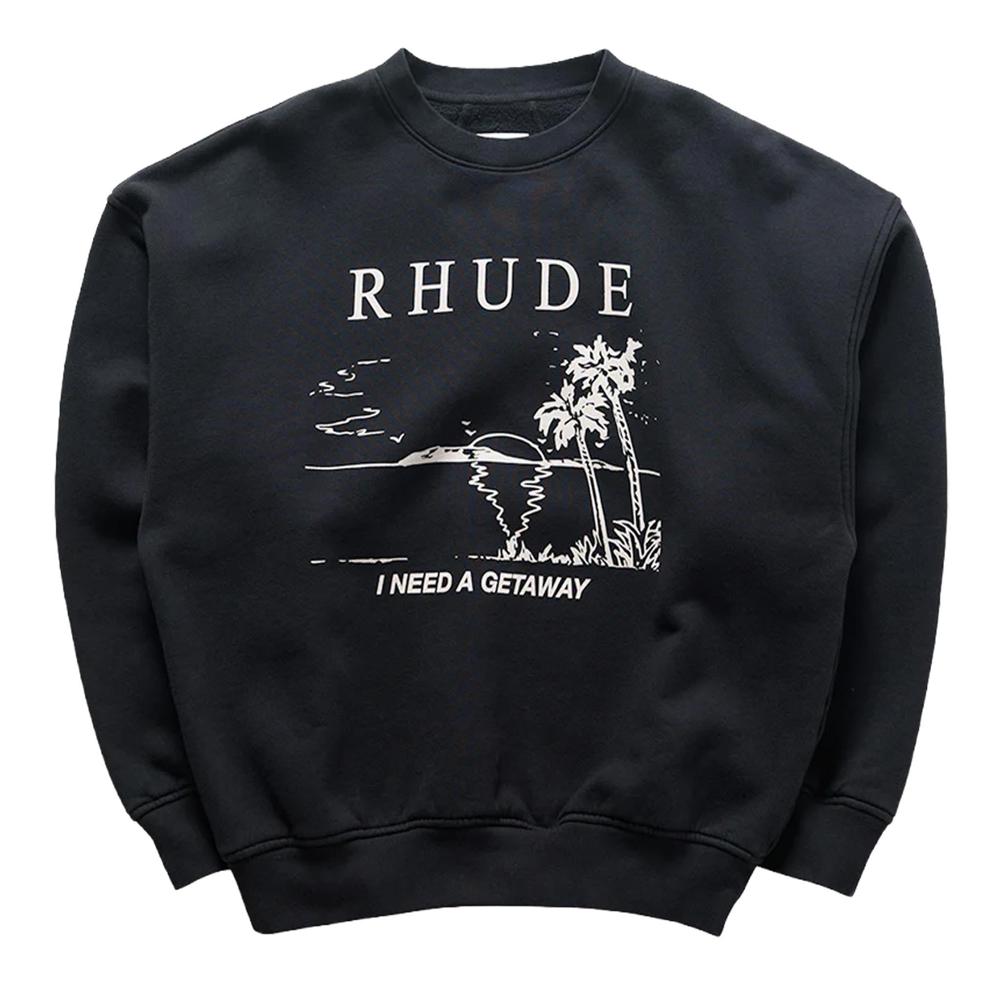Rhude I Need A Getaway Crewneck In Vintage Black/ WhiteRhudeDPUS Designer OutletXSRhude I Need A Getaway Crewneck In Vintage Black/ White