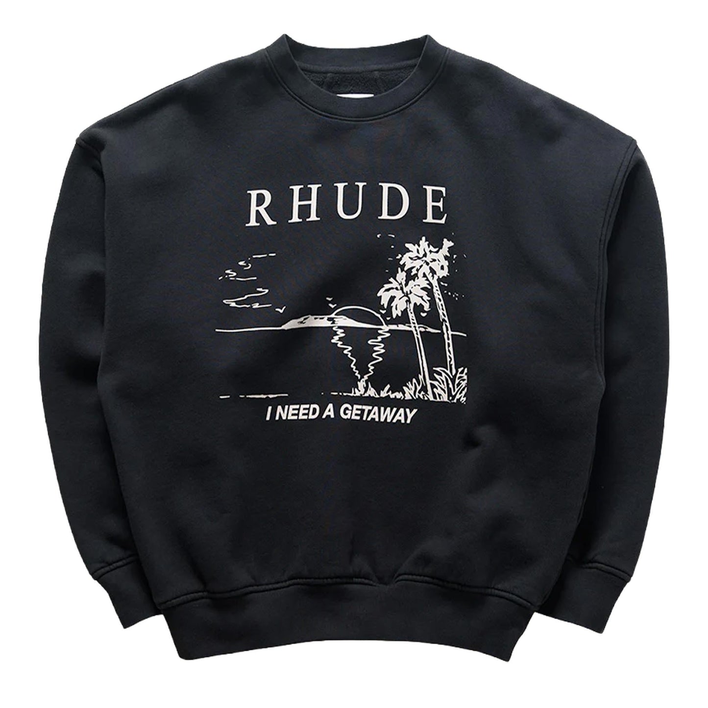 Rhude I Need A Getaway Crewneck In Vintage Black/ WhiteRhudeDPUS Designer OutletXSRhude I Need A Getaway Crewneck In Vintage Black/ White