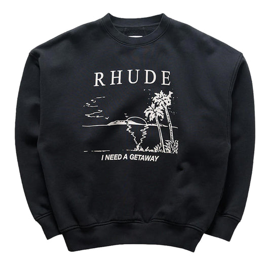 Rhude I Need A Getaway Crewneck In Vintage Black/ WhiteRhudeDPUS Designer OutletXSRhude I Need A Getaway Crewneck In Vintage Black/ White
