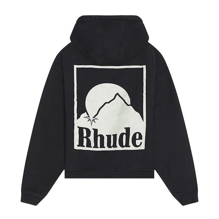 Rhude Moonlight Badge Hoodie in Vintage BlackRhudeDPUS Designer Outlet8056216552095SRhude Moonlight Badge Hoodie in Vintage Black