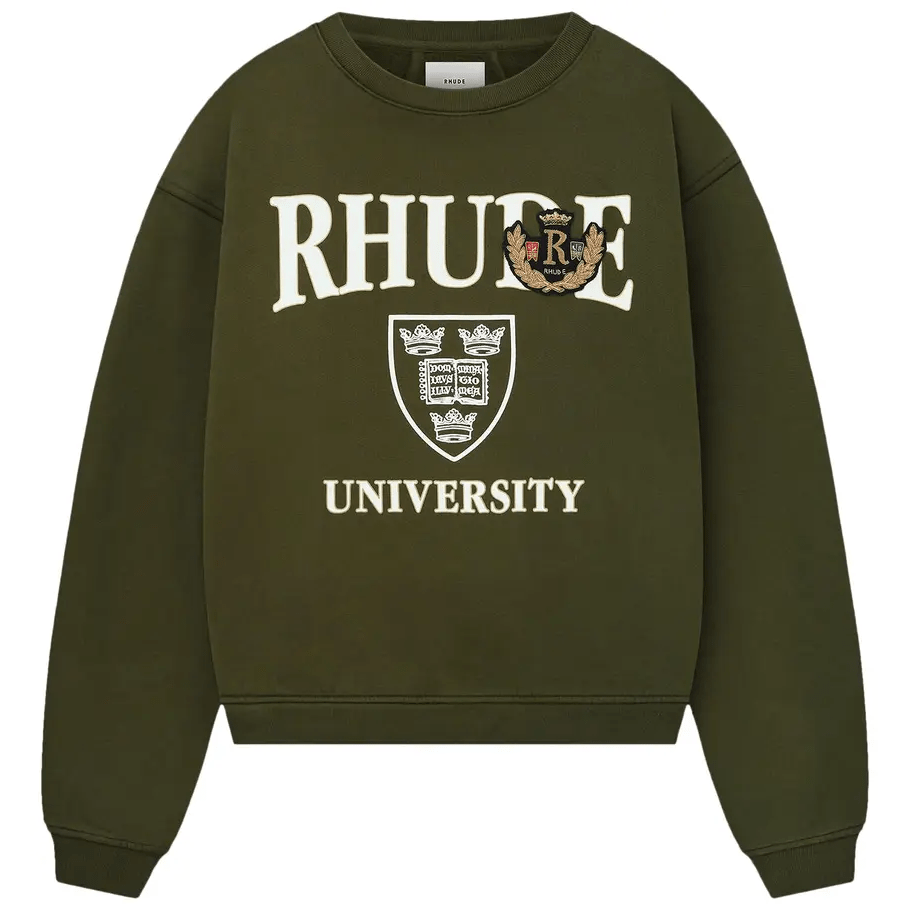 Rhude Oxford Crewneck Sweatshirt in GreenSweatshirtsRhudeDPUS Designer Outlet8000000037060SRhude Oxford Crewneck Sweatshirt in Green