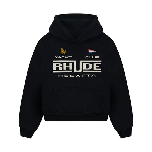 Rhude Regatta Club HoodieHoodies & Zip-UpsRhudeDPUS Designer OutletRHPS26HO01012S8053298014107Vintage BlackSRhude Regatta Club Hoodie