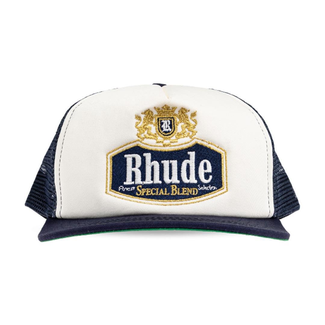 Rhude Special - Blend Trucker Hat in Navy/ Off - WhiteCaps & HatsDPUS Designer OutletDPUS Designer Outlet8059554380290O/SRhude Special - Blend Trucker Hat in Navy/ Off - White