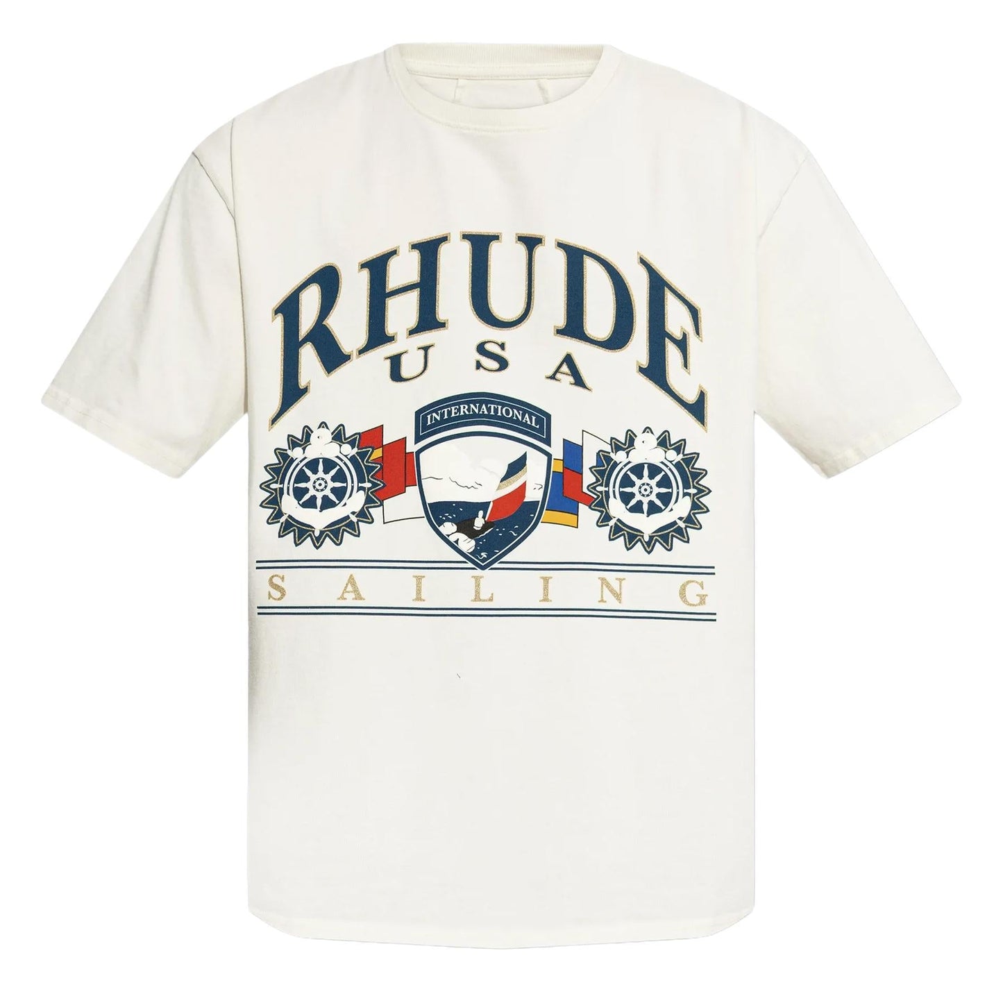Rhude Usa Sailing Icon Tee In Vintage White/ BlackRhudeDPUS Designer Outlet8053298019089XSRhude Usa Sailing Icon Tee In Vintage White/ Black