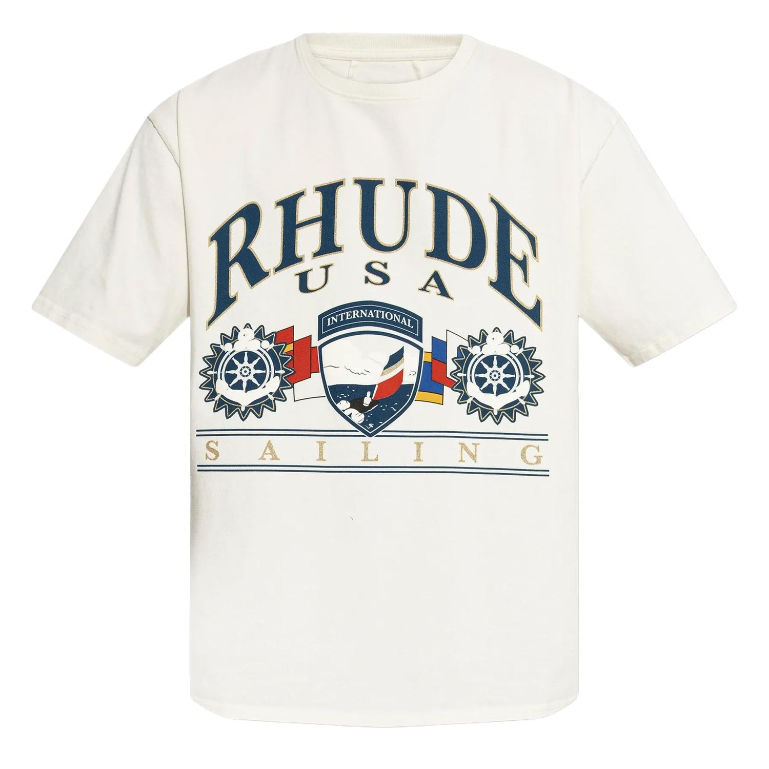 Rhude Usa Sailing Icon Tee In Vintage White/ BlackRhudeDPUS Designer Outlet8053298019089XSRhude Usa Sailing Icon Tee In Vintage White/ Black