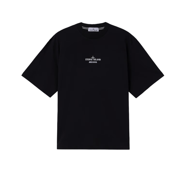 Stone  ARCHIVIO Tシャツ ブラック Classic Black Stone Island Archivio T-Shirt for Casual Style