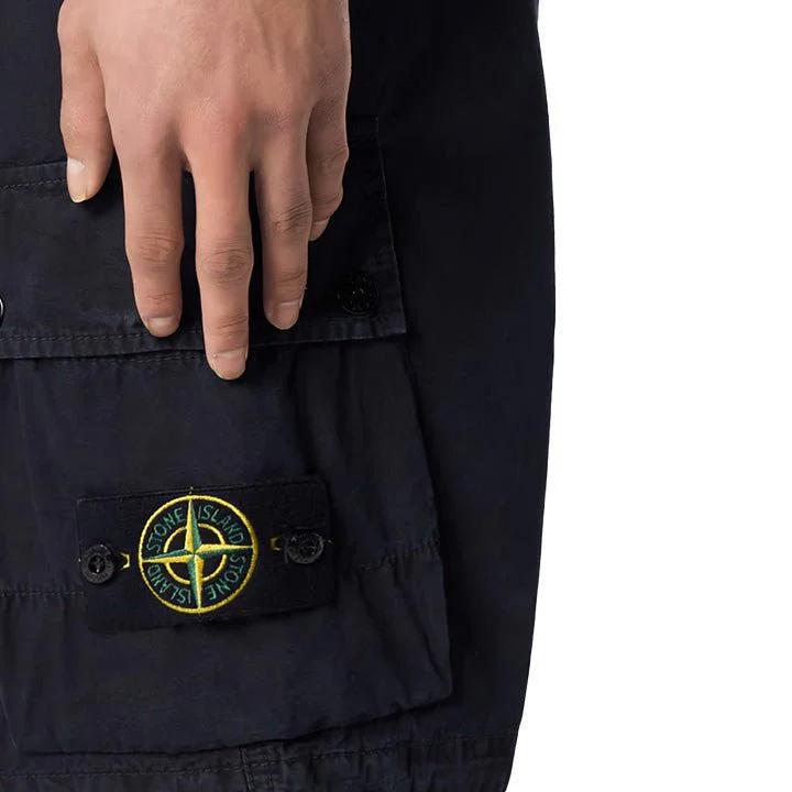 Stone Island Brushed Cotton Canvas "Old" Effect Cargo Bermuda in NavyShortsStone IslandDPUS Designer Outlet805381303672030Stone Island Brushed Cotton Canvas "Old" Effect Cargo Bermuda in Navy