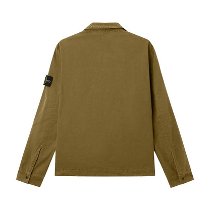 Stone Island Brushed Cotton Canvas "Old" Effect OvershirtOvershirtStone IslandDPUS Designer OutletMilitary GreenSStone Island Brushed Cotton Canvas "Old" Effect Overshirt