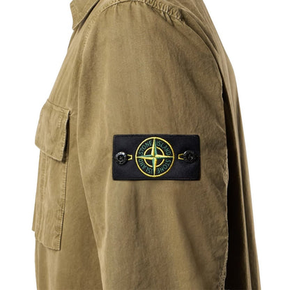 Stone Island Brushed Cotton Canvas "Old" Effect OvershirtOvershirtStone IslandDPUS Designer OutletMilitary GreenSStone Island Brushed Cotton Canvas "Old" Effect Overshirt