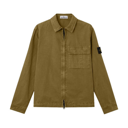 Stone Island Brushed Cotton Canvas "Old" Effect OvershirtOvershirtStone IslandDPUS Designer OutletMilitary GreenSStone Island Brushed Cotton Canvas "Old" Effect Overshirt