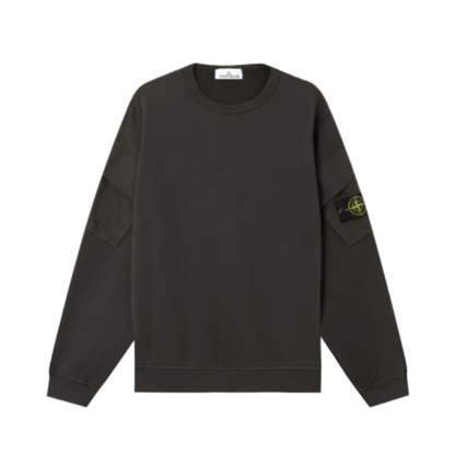 Stone Island Brushed Cotton Fleece Crewneck Sweatshirt Pocket Sleeve in Lead GreySweatshirtsStone IslandDPUS Designer Outlet8053813452940SStone Island Brushed Cotton Fleece Crewneck Sweatshirt Pocket Sleeve in Lead Grey