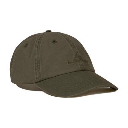 Stone Island Brushed Cotton Gabardine Cap in Military Green