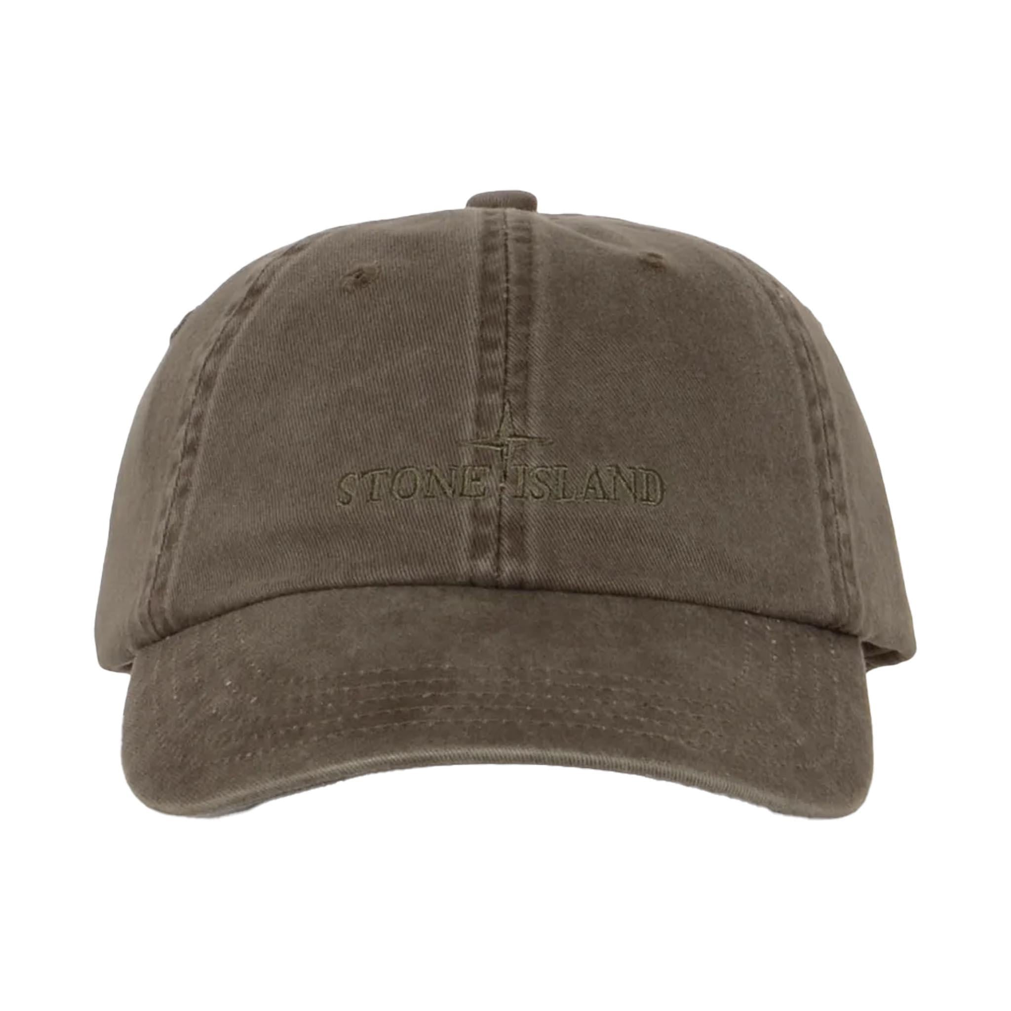 Stone Island Brushed Cotton Gabardine Cap in Military Green