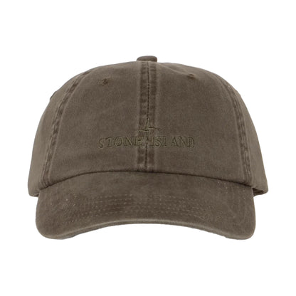 Stone Island Brushed Cotton Gabardine Cap in Military Green