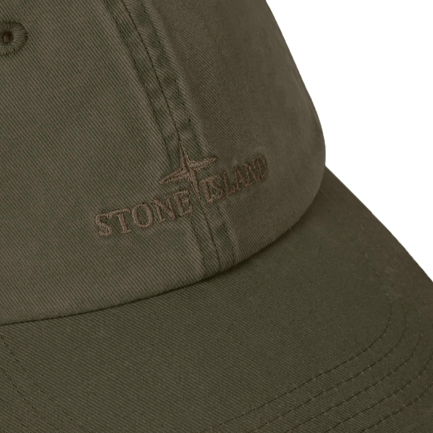 Stone Island Brushed Cotton Gabardine Cap in Military Green