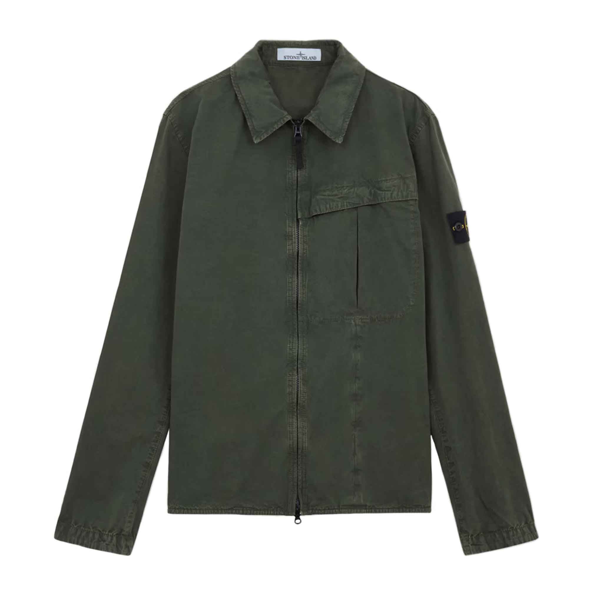 Stone Island Brushed Cotton 'Old' Effect Overshirt in Musk GreenOvershirtStone IslandDPUSSStone Island Brushed Cotton 'Old' Effect Overshirt in Musk Green