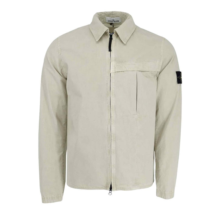 Stone Island Brushed Cotton 'Old' Effect Overshirt in Off WhiteOvershirtStone IslandDPUSSStone Island Brushed Cotton 'Old' Effect Overshirt in Off White