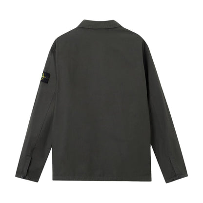 Stone Island Canvas Weave Cotton Overshirt in Lead Grey