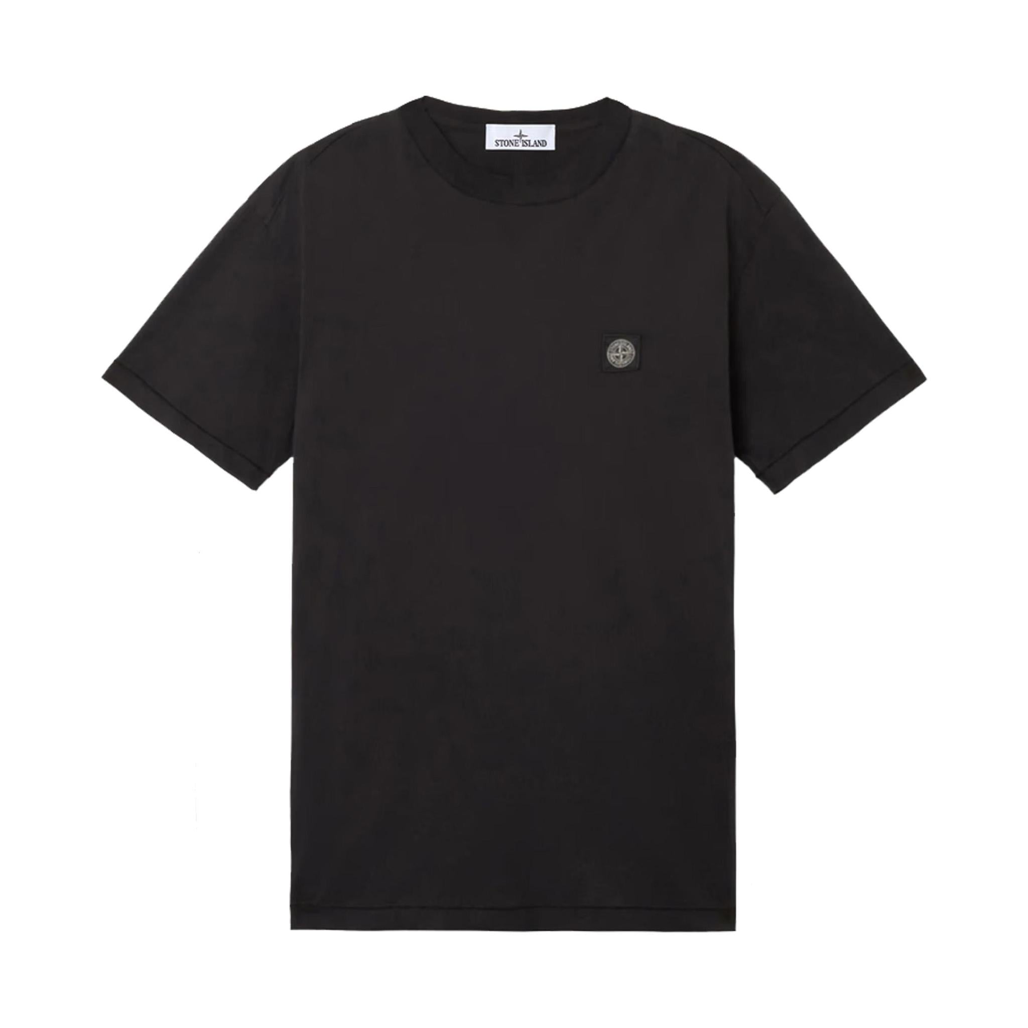 Stone Island Compass Logo Cotton T-Shirt in Black