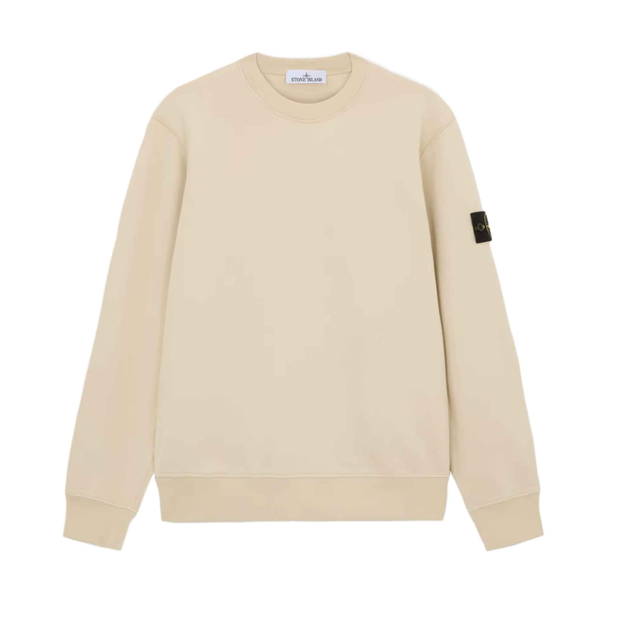 Stone Island Cotton Fleece Crewneck Sweatshirt in Off WhiteSweatshirtsStone IslandDPUS8056246029024SStone Island Cotton Fleece Crewneck Sweatshirt in Off White