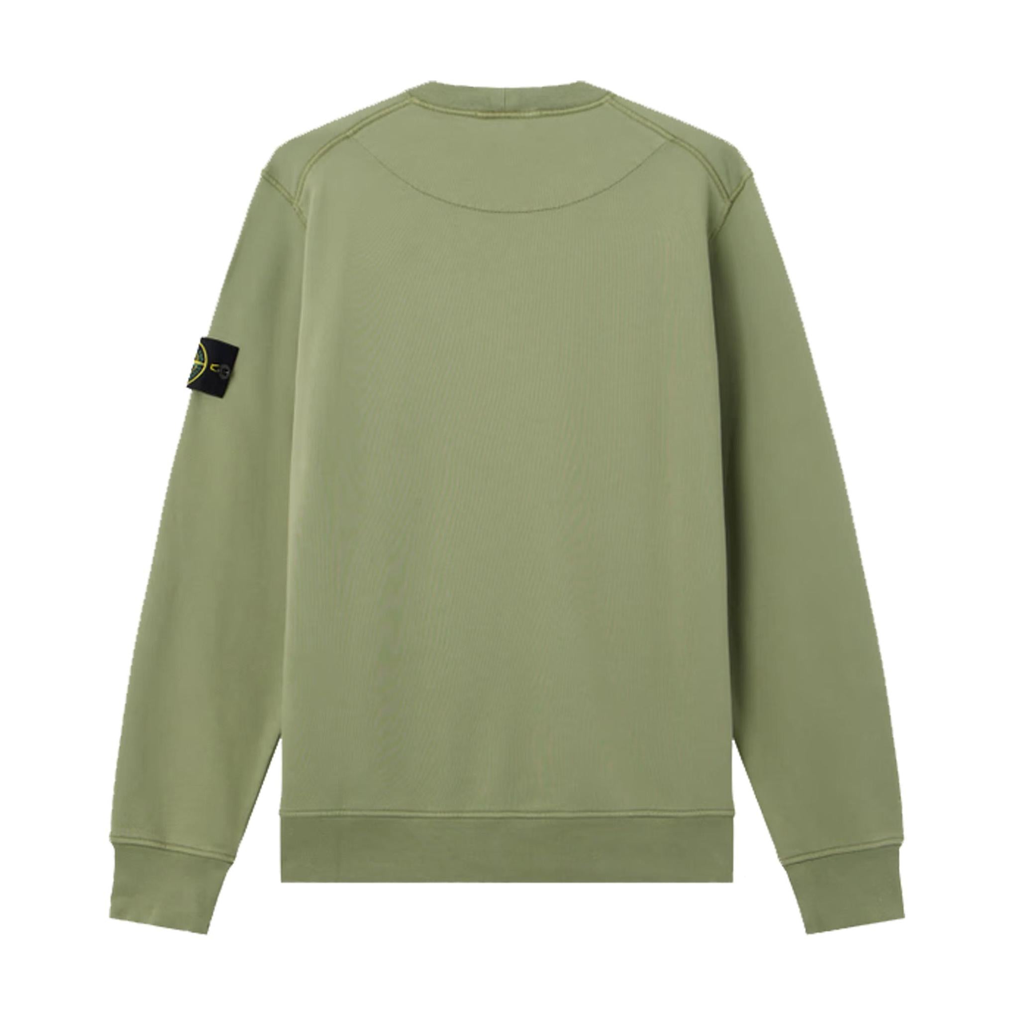 Stone Island Cotton Fleece Crewneck Sweatshirt in Sage Green